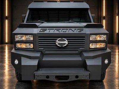 Strong, frente blindado con parrilla y faros